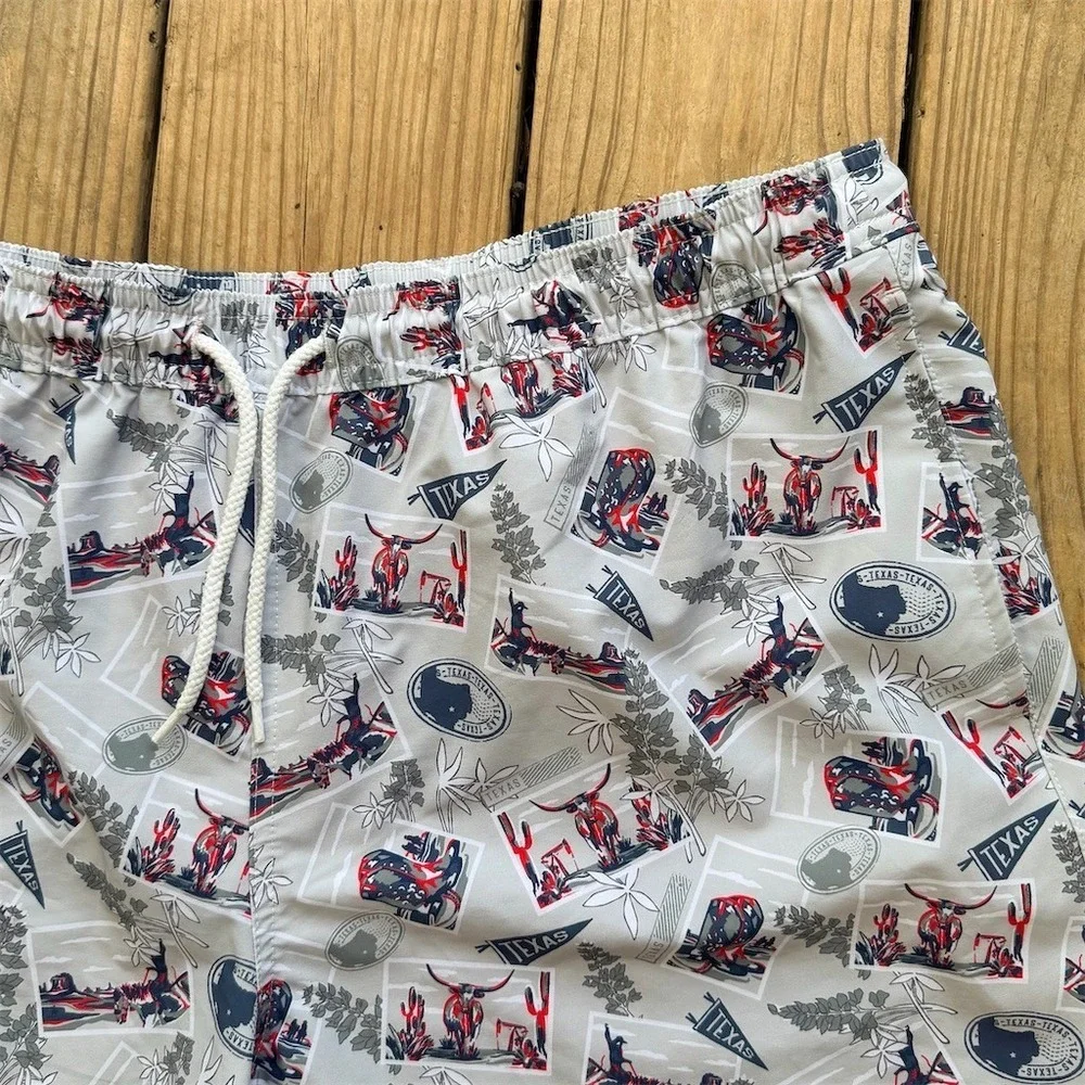 Magellan‎ Outdoors Men's Board Shorts Swim Trunks Gray Texas Print XL Lined